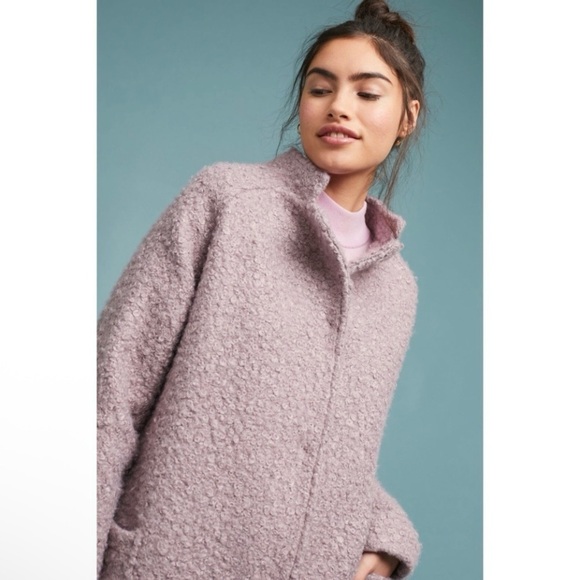 Anthropologie Greyson Windermere Boucle Buckled Tweed Teddy Coat Lilac XS - Picture 5 of 16